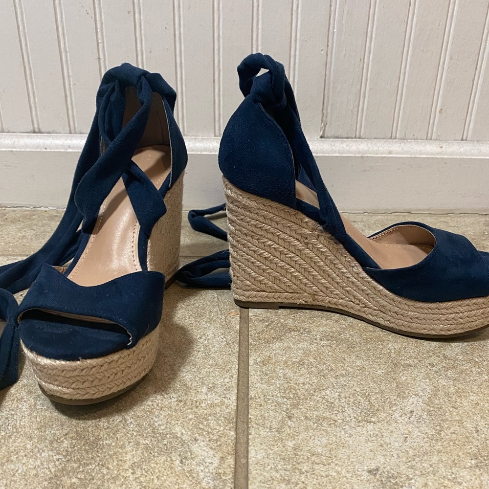 Womens Espadrilles Wedges, Open Toe Tie Lace Up Platform Ankle Strap